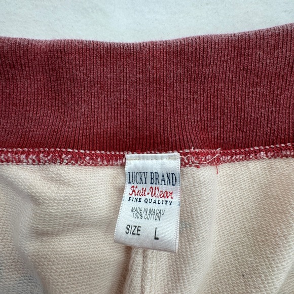 Vtg Lucky Brand Womens Floral Sweatpants LRG Wide Leg Pants Burgundy Cream Y2K - Picture 4 of 10